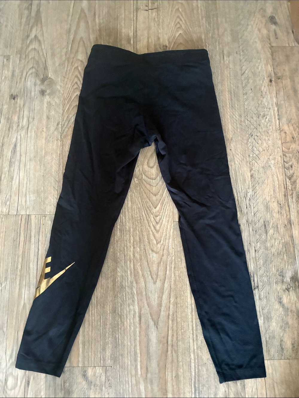 Nike Black Leggings with Gold Nike Swoosh - Picture 3 of 4